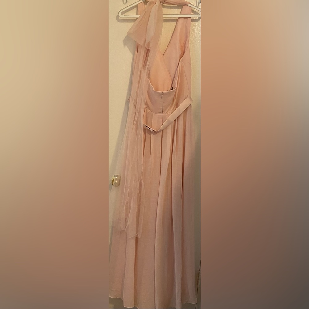 NWT White by Vera Wang Chiffon Halter Dress, Tulle Bow Blush‎ Sz 14 - Picture 6 of 13